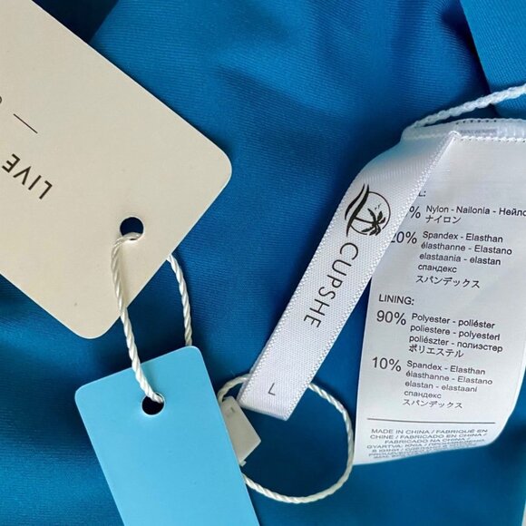 Cupshe Blue High Neck Cut Out One Piece Cross Back Straps Size Large NEW - Picture 7 of 9